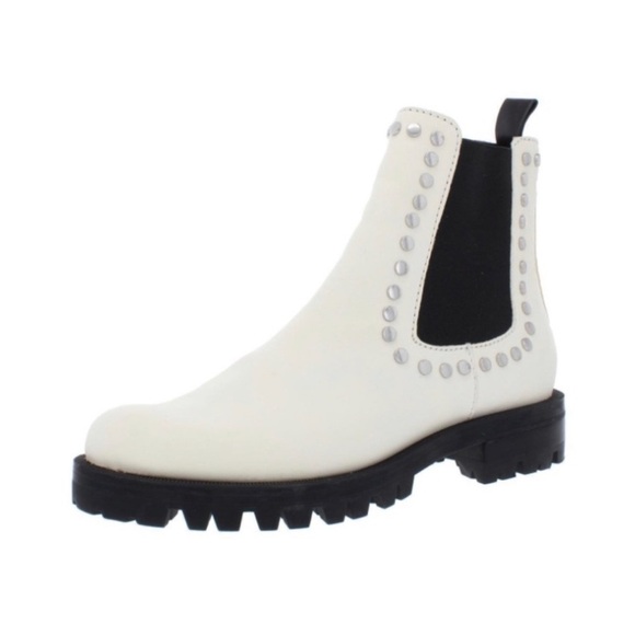 Dolce Vita Peyton Studded  Ankle Boots. White leather. Great shape. Sz 10 - Picture 1 of 8